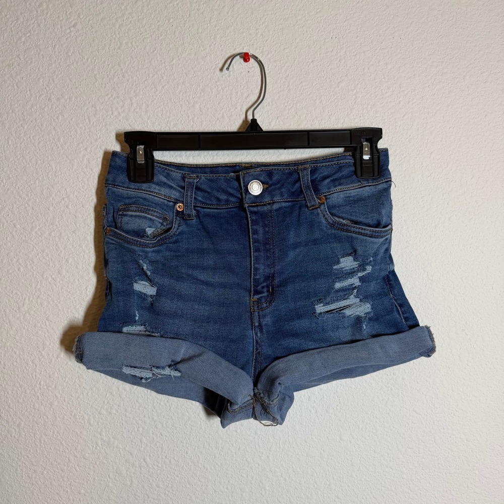 Refuge Denim Miami High‎ Rise Stretch Distressed Jean Shorts Blue Size 3